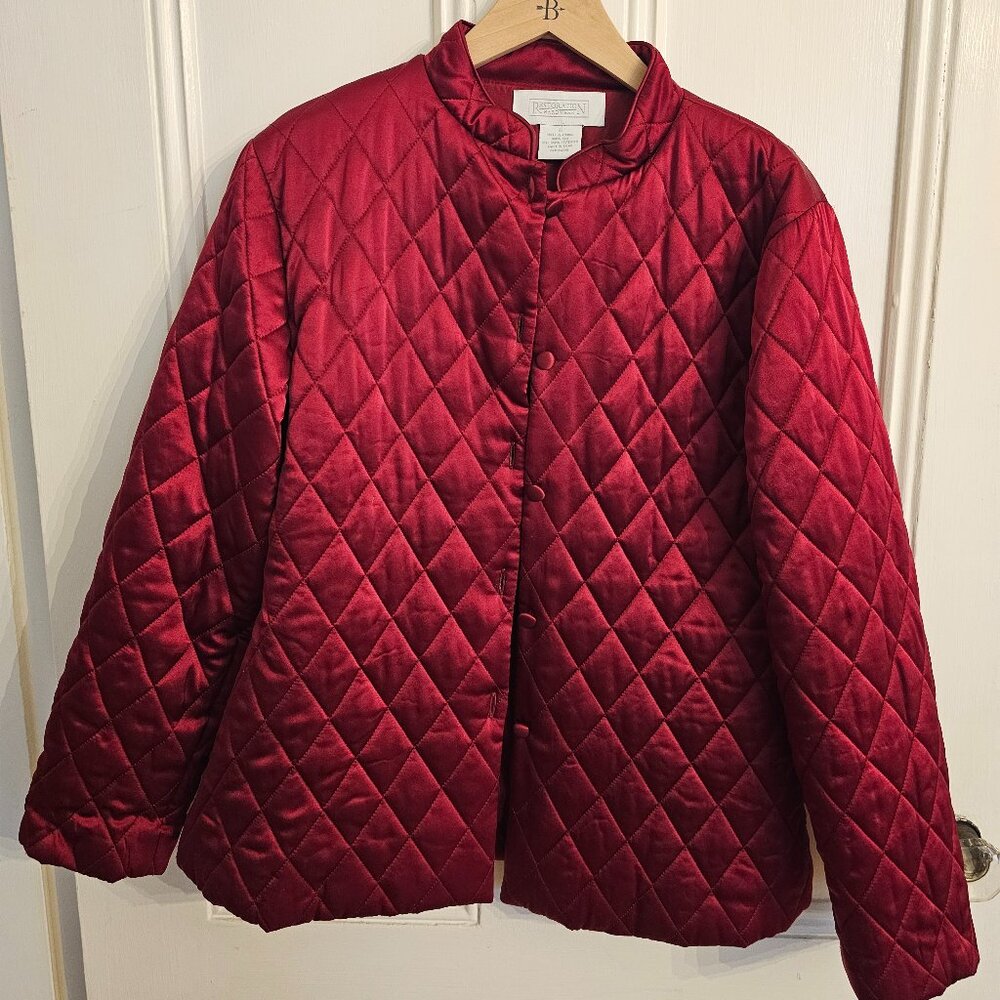 Women's Restoration Hardware Silk Quilted Jacket - Sz. L EUC